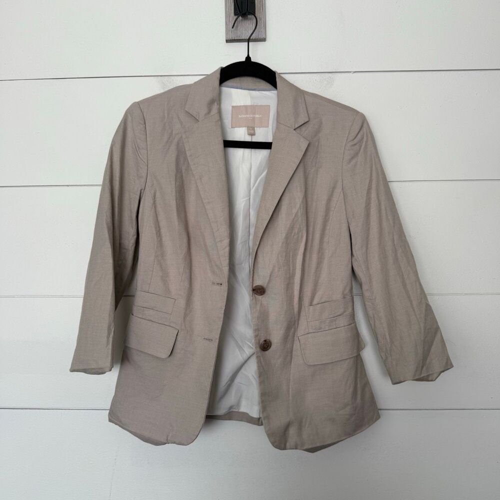 Banana Republic Women’s 2 Tan Blazer Jacket Career Office Core